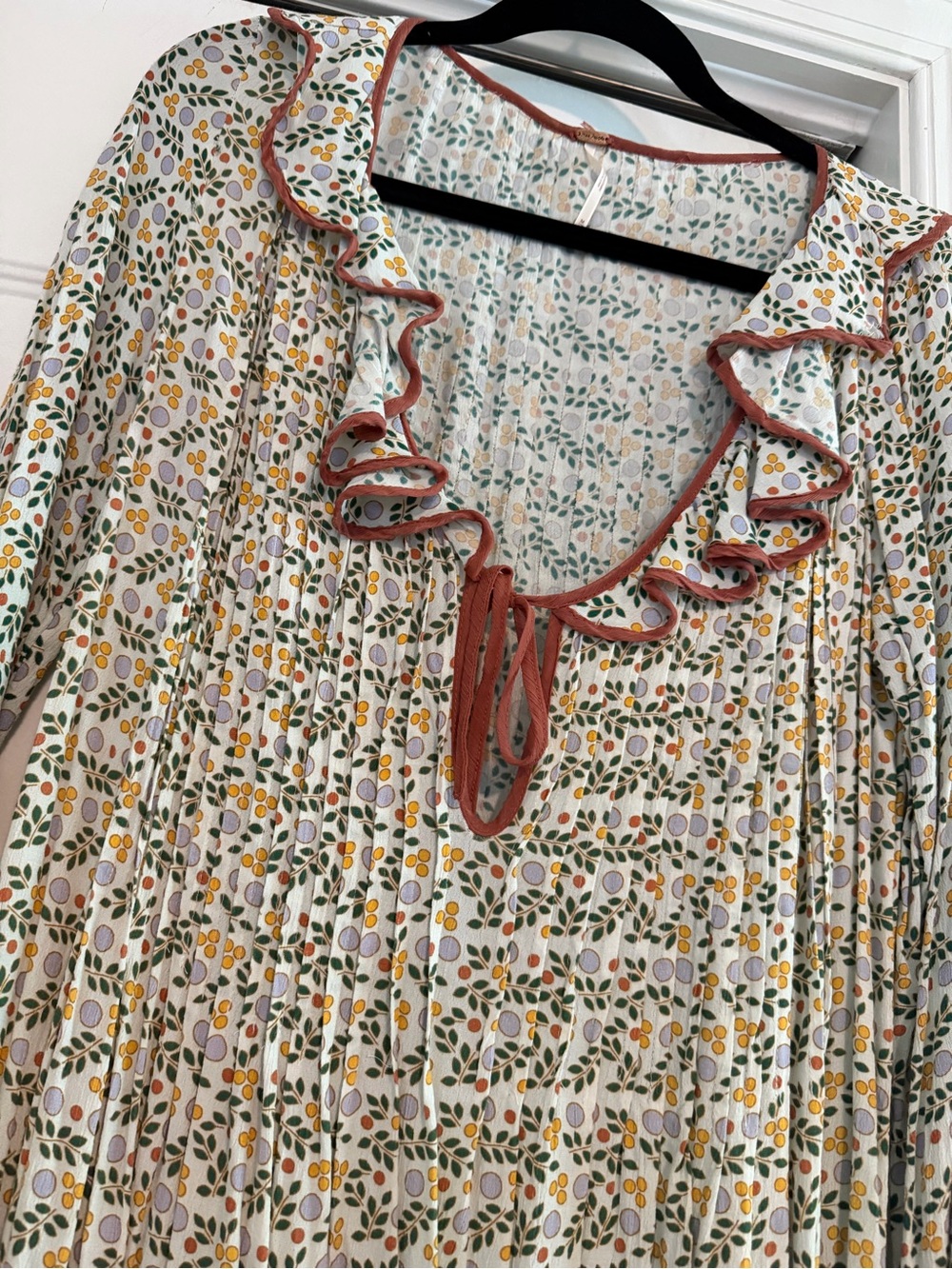 Free People Cream Floral Long Sleeve Dress - Picture 3 of 5